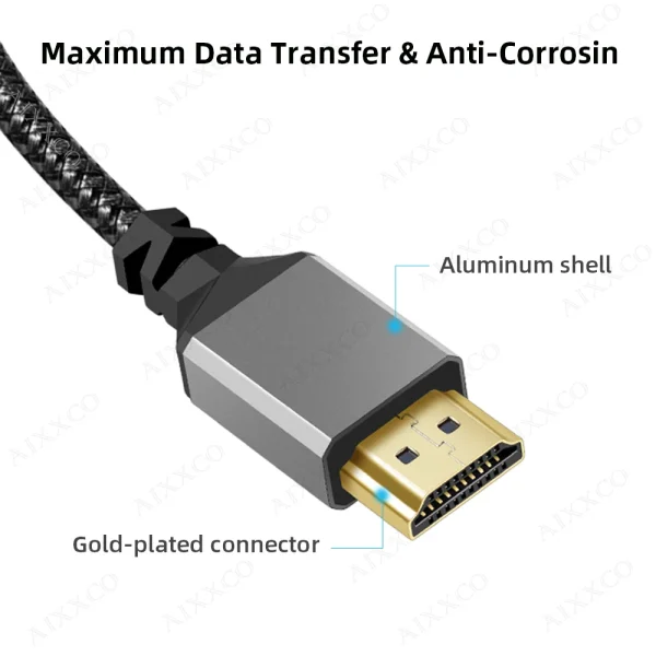 AIXXCO-Câble Compatible HDMI, 4K, 60Hz Mâle vers HDMI Mâle, PS3, Projecteur 4, TV Box, Ordinateur Portable, Moniteur - Image 3