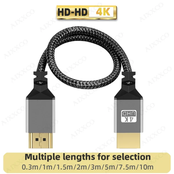 AIXXCO-Câble Compatible HDMI, 4K, 60Hz Mâle vers HDMI Mâle, PS3, Projecteur 4, TV Box, Ordinateur Portable, Moniteur - Image 6