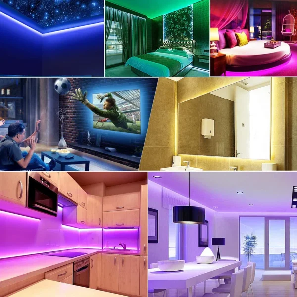 Bande lumineuse LED 2835 5050, Bluetooth, USB, Flexible, 3 touches, capteur sonore, ruban RGB, 1M 2M 3M 4M, décoration TV, rétro-éclairage, DC5V - Image 6