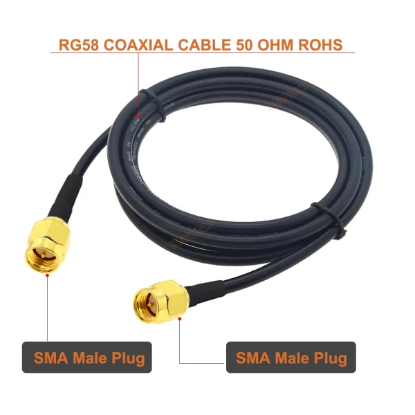 Câble Coaxial SMA mâle vers SMA mâle RG58 50ohm, 1M, 2M, 5M, 10M, 20M, câble d'extension d'antenne WiFi, adaptateur Pigtail - Image 2