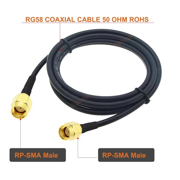 Câble Coaxial SMA mâle vers SMA mâle RG58 50ohm, 1M, 2M, 5M, 10M, 20M, câble d'extension d'antenne WiFi, adaptateur Pigtail - Image 3