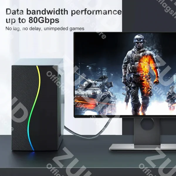 Câble DisplayPort 2.0 Haute Vitesse 16K @ 60Hz 8K @ 60HZ 4K 80Gbps HDR 3D DP 2.0 Mâle à Mâle pour Vidéo PC Portable TV DP Câble 3m - Image 3