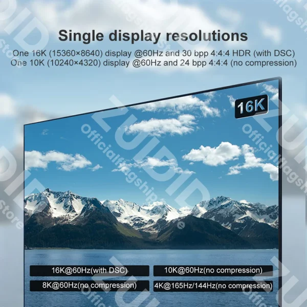 Câble DisplayPort 2.0 Haute Vitesse 16K @ 60Hz 8K @ 60HZ 4K 80Gbps HDR 3D DP 2.0 Mâle à Mâle pour Vidéo PC Portable TV DP Câble 3m - Image 4