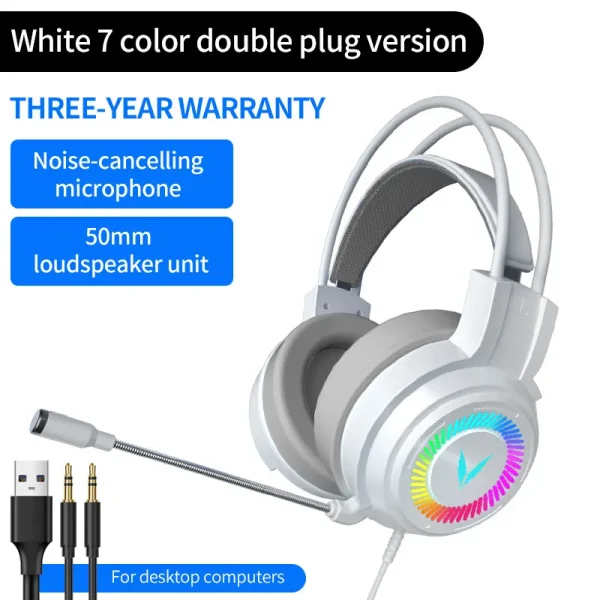 Casque de jeu stéréo virtuel avec micro et lumière LED, écouteur de basse surround, écouteur de sauna pour ordinateur PC Gamer, pliable, G58, G60, 7.1 - Image 5